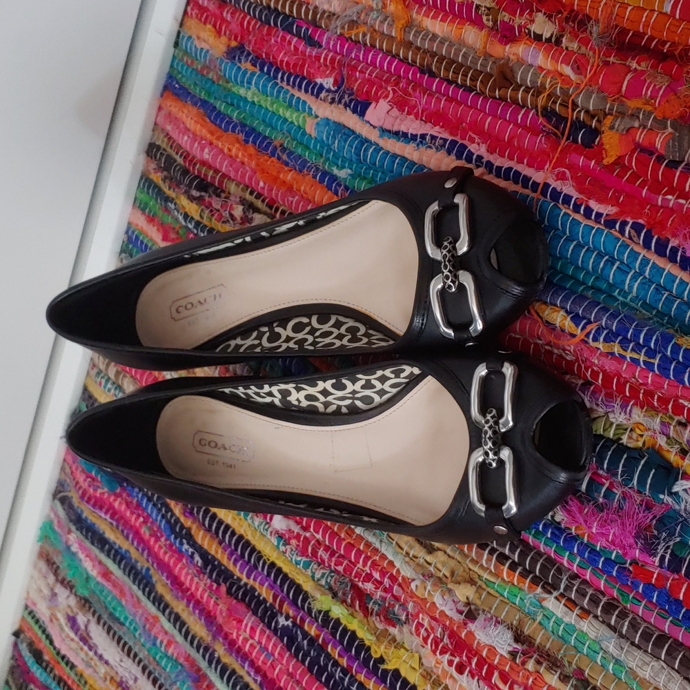 Coach Black Wedges with Silver Accents